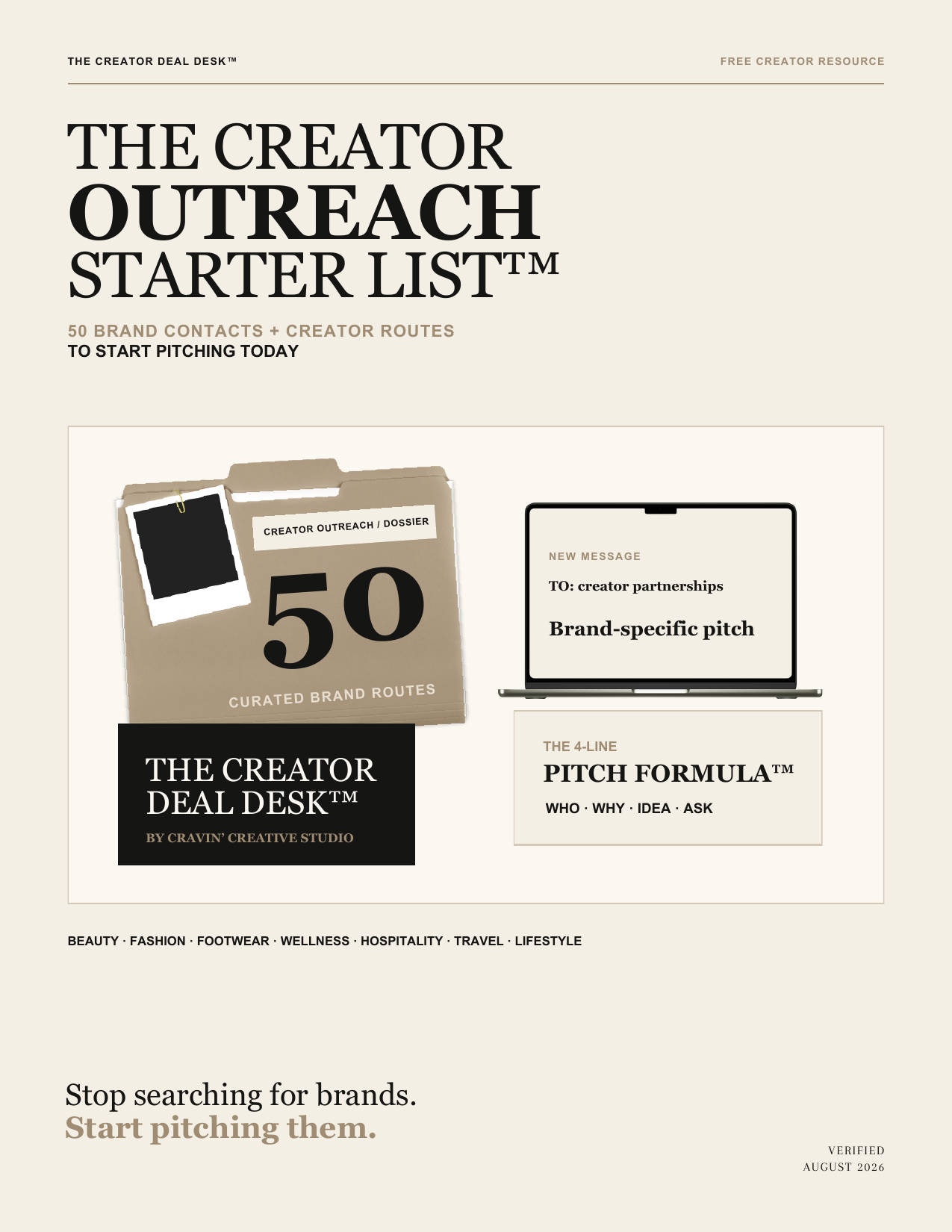The approved cover of The Creator Outreach Starter List.